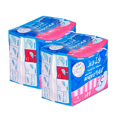 Un bon prix. Seringues sanitaires en coton blanc de haute qualité Nom de marque Impression bleue Seringues sanitaires Oem Pad sanitaire en ligne
