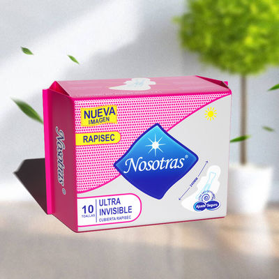 Marque privée super absorbant ultra-mince serviette hygiénique surface confortable serviette hygiénique avec ailes